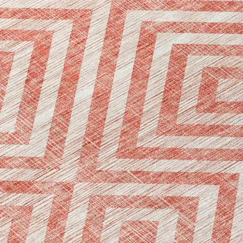 8' X 10' Salmon And Ivory Geometric Washable Indoor Outdoor Area Rug
