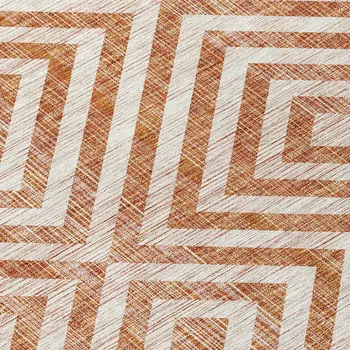 3' X 5' Terra Cotta Copper And Beige Geometric Washable Indoor Outdoor Area Rug