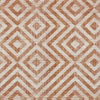 8' X 10' Terra Cotta Copper And Beige Geometric Washable Indoor Outdoor Area Rug