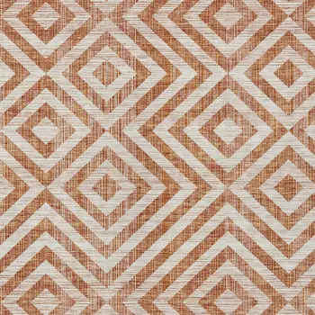 10' X 14' Terra Cotta Copper And Beige Geometric Washable Indoor Outdoor Area Rug