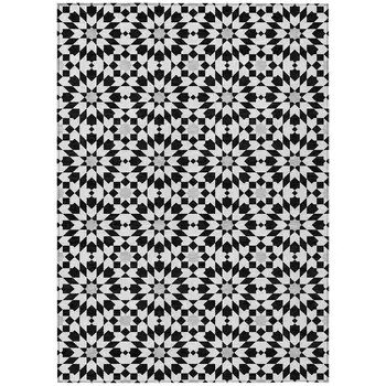 8' X 10' Black Gray And Silver Floral Medallion Washable Indoor Outdoor Area Rug