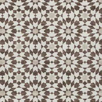5' X 8' Brown Beige And Ivory Floral Medallion Washable Indoor Outdoor Area Rug