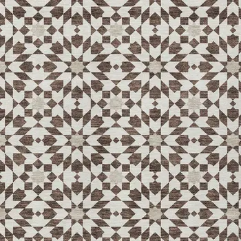 8' X 10' Brown Beige And Ivory Floral Medallion Washable Indoor Outdoor Area Rug