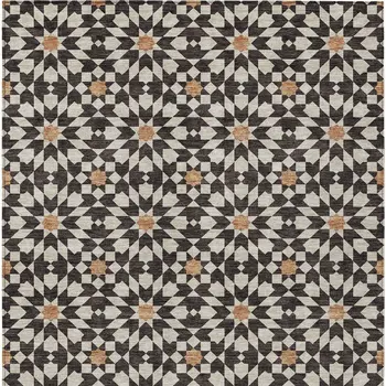 3' X 5' Charcoal Silver And Copper Floral Medallion Washable Indoor Outdoor Area Rug