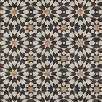 5' X 8' Charcoal Silver And Copper Floral Medallion Washable Indoor Outdoor Area Rug