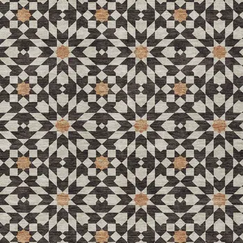 10' X 14' Charcoal Silver And Copper Floral Medallion Washable Indoor Outdoor Area Rug