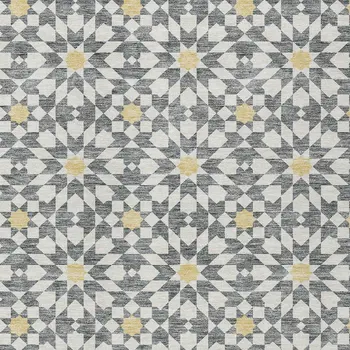 8' X 10' Gray Ivory And Gold Floral Medallion Washable Indoor Outdoor Area Rug