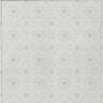 5' X 8' Ivory Beige And Taupe Floral Medallion Washable Indoor Outdoor Area Rug