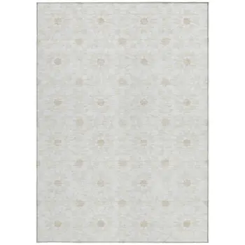 8' X 10' Ivory Beige And Taupe Floral Medallion Washable Indoor Outdoor Area Rug