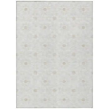 10' X 14' Ivory Beige And Taupe Floral Medallion Washable Indoor Outdoor Area Rug