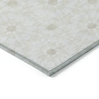 10' X 14' Ivory Beige And Taupe Floral Medallion Washable Indoor Outdoor Area Rug