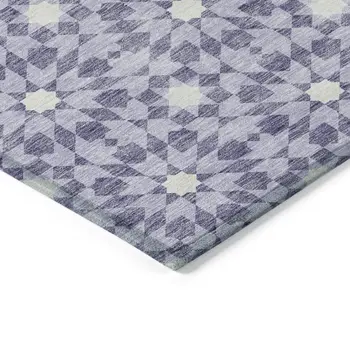 8' Lilac Purple And Ivory Round Floral Medallion Washable Indoor Outdoor Area Rug