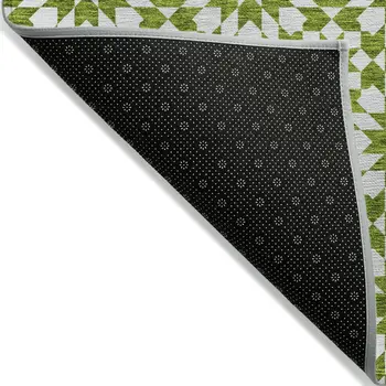 5' X 8' Lime Green Ivory And Beige Floral Medallion Washable Indoor Outdoor Area Rug