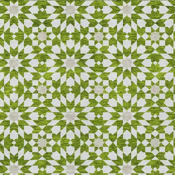 8' X 10' Lime Green Ivory And Beige Floral Medallion Washable Indoor Outdoor Area Rug