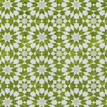 9' X 12' Lime Green Ivory And Beige Floral Medallion Washable Indoor Outdoor Area Rug
