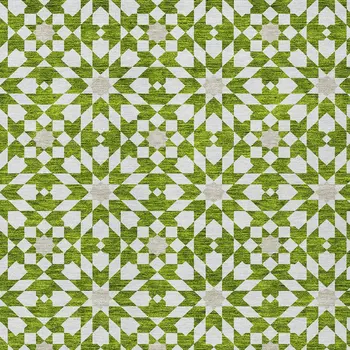 10' X 14' Lime Green Ivory And Beige Floral Medallion Washable Indoor Outdoor Area Rug