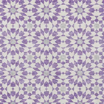 10' X 14' Lavender Purple And Ivory Floral Medallion Washable Indoor Outdoor Area Rug