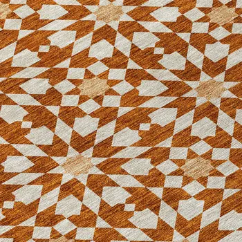 8' X 10' Orange Beige And Copper Floral Medallion Washable Indoor Outdoor Area Rug