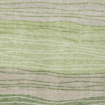 3' X 5' Artichoke Green And Taupe Striped Washable Indoor Outdoor Area Rug