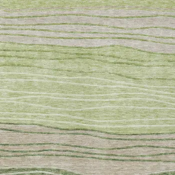 5' X 8' Artichoke Green And Taupe Striped Washable Indoor Outdoor Area Rug