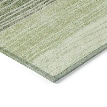 8' X 10' Artichoke Green And Taupe Striped Washable Indoor Outdoor Area Rug