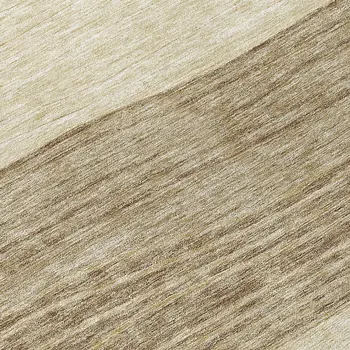 8' Beige Brown And Taupe Round Striped Washable Indoor Outdoor Area Rug