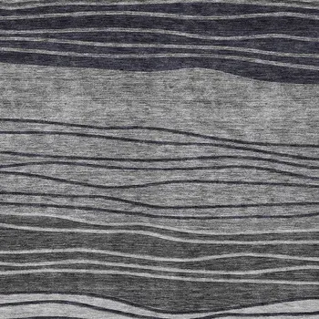 10' X 14' Gray Charcoal And Silver Striped Washable Indoor Outdoor Area Rug