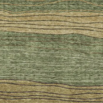 5' X 8' Olive Green And Chocolate Striped Washable Indoor Outdoor Area Rug