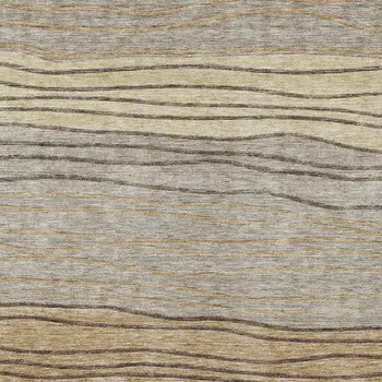 5' X 8' Taupe Brown And Beige Striped Washable Indoor Outdoor Area Rug