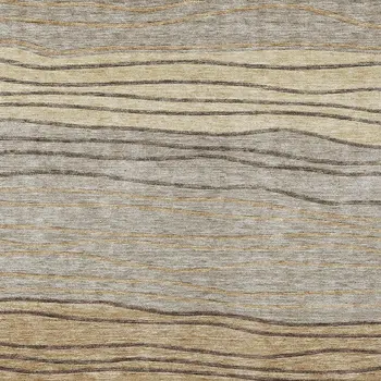 8' X 10' Taupe Brown And Beige Striped Washable Indoor Outdoor Area Rug