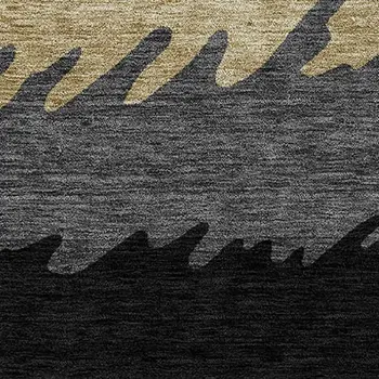 5' X 8' Black Charcoal And Silver Striped Washable Indoor Outdoor Area Rug