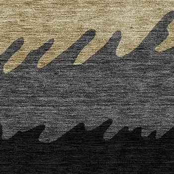 9' X 12' Black Charcoal And Silver Striped Washable Indoor Outdoor Area Rug