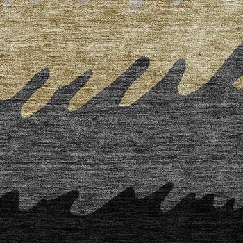 10' X 14' Black Charcoal And Silver Striped Washable Indoor Outdoor Area Rug