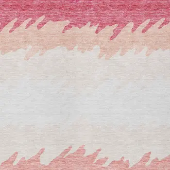 8' X 10' Blush Pink And Ivory Striped Washable Indoor Outdoor Area Rug
