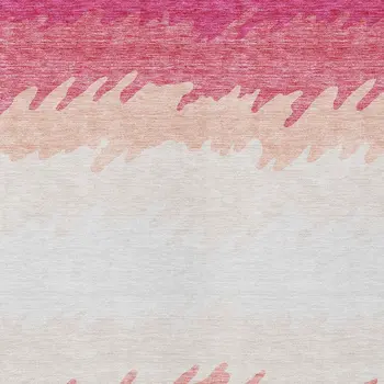 9' X 12' Blush Pink And Ivory Striped Washable Indoor Outdoor Area Rug