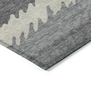 5' X 8' Gray Silver And Charcoal Striped Washable Indoor Outdoor Area Rug