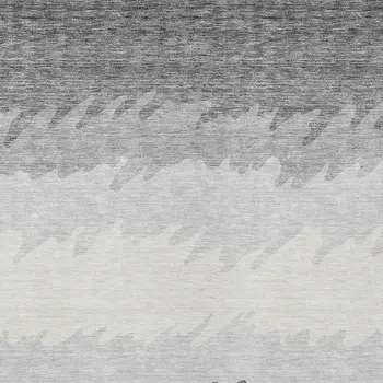 5' X 8' Gray Silver And Charcoal Striped Washable Indoor Outdoor Area Rug