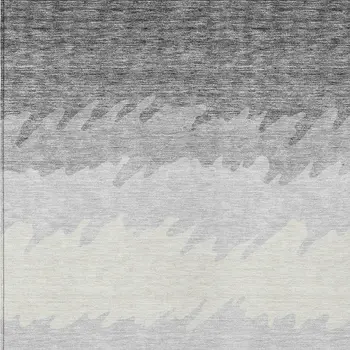 9' X 12' Gray Silver And Charcoal Striped Washable Indoor Outdoor Area Rug