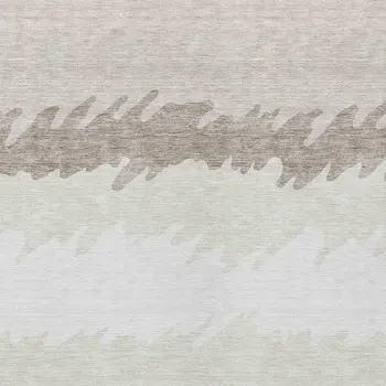 3' X 5' Ivory Beige And Taupe Striped Washable Indoor Outdoor Area Rug