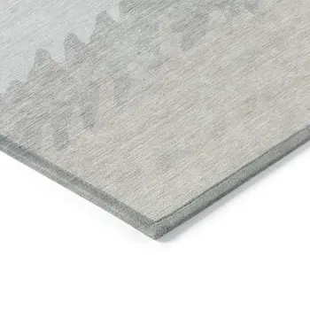 5' X 8' Ivory Beige And Taupe Striped Washable Indoor Outdoor Area Rug