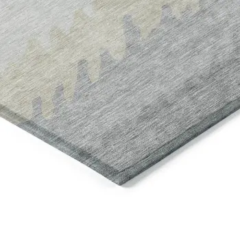 3' X 5' Silver Gray And Beige Striped Washable Indoor Outdoor Area Rug