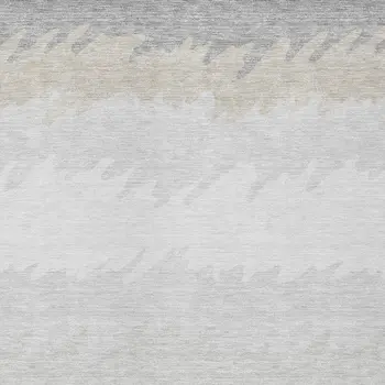 5' X 8' Silver Gray And Beige Striped Washable Indoor Outdoor Area Rug