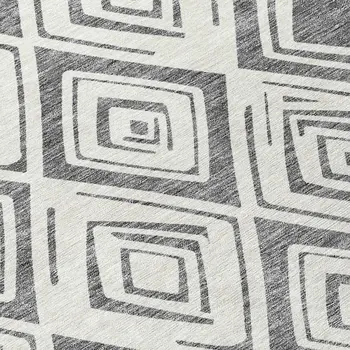 3' X 5' Gray And Ivory Geometric Washable Indoor Outdoor Area Rug