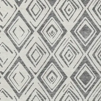 8' X 10' Gray And Ivory Geometric Washable Indoor Outdoor Area Rug