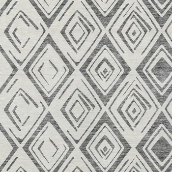 9' X 12' Gray And Ivory Geometric Washable Indoor Outdoor Area Rug