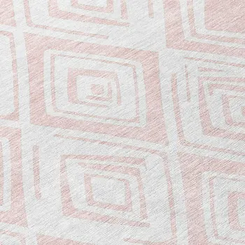 8' X 10' Pink And Ivory Geometric Washable Indoor Outdoor Area Rug