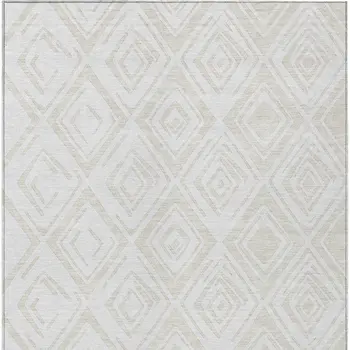 8' X 10' Pearl And Ivory Geometric Washable Indoor Outdoor Area Rug