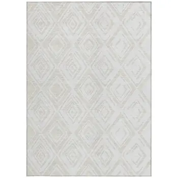 10' X 14' Pearl And Ivory Geometric Washable Indoor Outdoor Area Rug