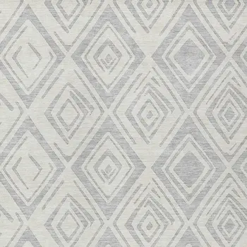 5' X 8' Pewter And Ivory Geometric Washable Indoor Outdoor Area Rug