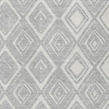 3' X 5' Silver And Ivory Geometric Washable Indoor Outdoor Area Rug